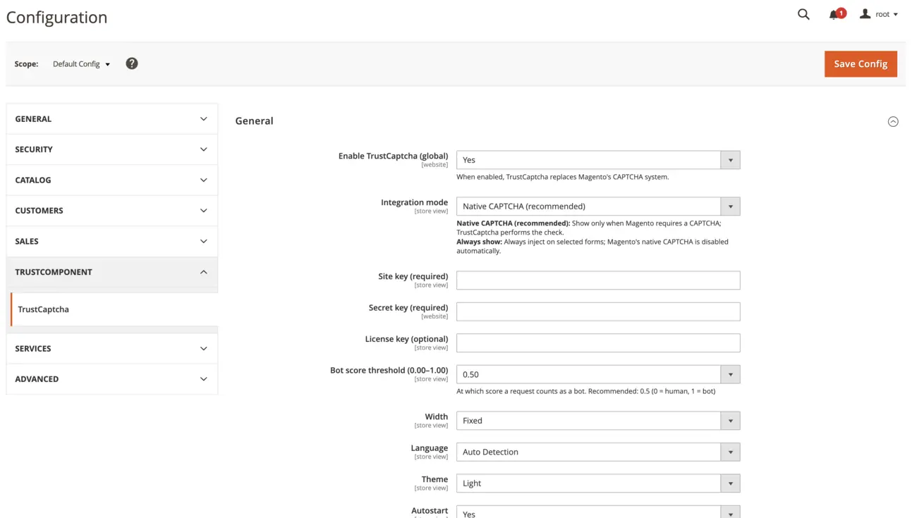 TrustCaptcha Magento2 Configuration